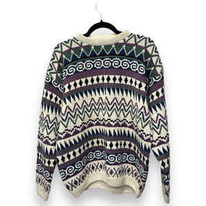 Vintage Geometric Sweater XL Maximalist Grannycore‎ Boho Cottagecore Academia